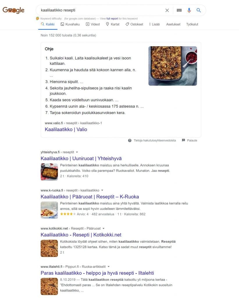 seo optimointi: rich snippets